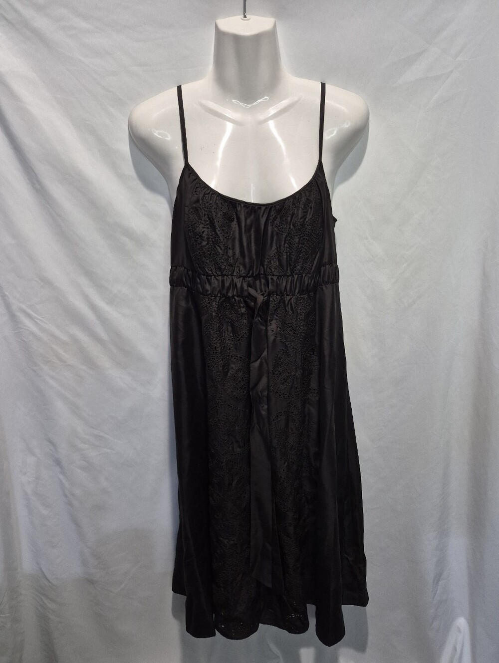 Banana Republic NWT 100% Silk Eyelet Embroidered Midi Dress Brown Size 8